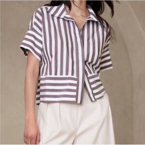 Banana Republic striped boxy button-up top
